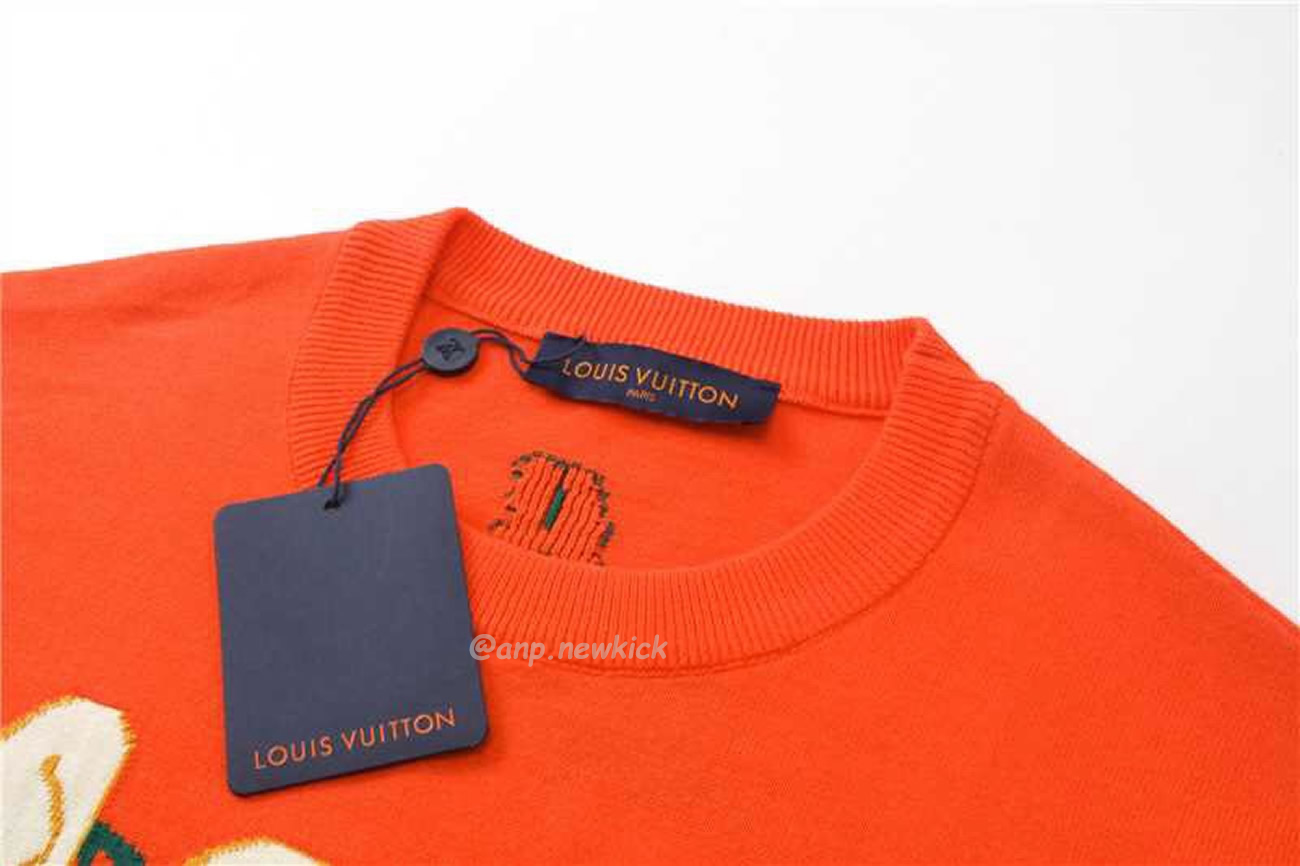 Louis Vuitton Short Sleeved Cotton Crewneck Orange Fw24 (12) - newkick.app